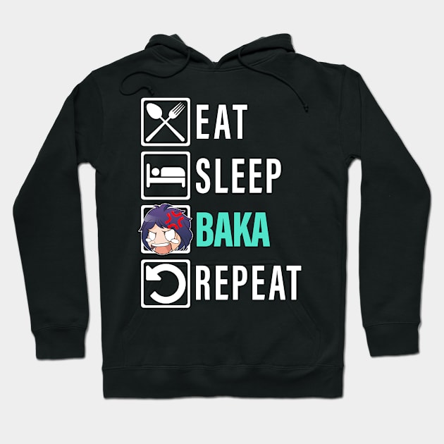 Eat Sleep Baka Repeat - Funny Baka Anime Girl Meme Hoodie by Alex21